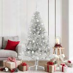 Pom de Crăciun artificial pre-iluminat Argintiu 180 cm PET GartenMobel Dekor