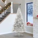 Pom de Crăciun artificial pre-iluminat Argintiu 240 cm PET GartenMobel Dekor