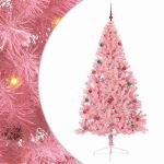 Pom de Crăciun artificial pre-iluminat Roz 210 cm PVC GartenMobel Dekor