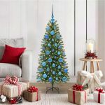 Brad de Crăciun artificial cu 150 LED Verde 120 cm PE și PVC GartenMobel Dekor