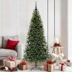 Brad de Crăciun artificial cu 300 LED Verde 180 cm PE și PVC GartenMobel Dekor