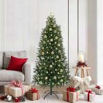 Brad de Crăciun artificial cu 300 LED Verde 180 cm PE și PVC GartenMobel Dekor