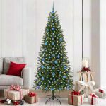 Brad de Crăciun artificial cu 300 LED Verde 210 cm PE și PVC GartenMobel Dekor
