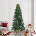 Brad de Crăciun artificial cu 300 LED Verde 240 cm PE și PVC GartenMobel Dekor