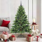 Brad de Crăciun artificial cu 150 LED Verde 150 cm PE și PVC GartenMobel Dekor