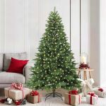 Brad de Crăciun artificial cu 300 LED Verde 180 cm PE și PVC GartenMobel Dekor
