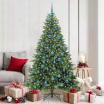Brad de Crăciun artificial cu 300 LED Verde 180 cm PE și PVC GartenMobel Dekor