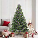 Brad de Crăciun artificial cu 300 LED Verde 180 cm PE și PVC GartenMobel Dekor