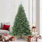 Brad de Crăciun artificial cu 300 LED Verde 210 cm PE și PVC GartenMobel Dekor