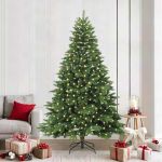 Brad de Crăciun artificial cu 300 LED Verde 240 cm PE și PVC GartenMobel Dekor