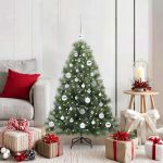 Brad de Crăciun artificial cu 150 LED Verde 120 cm PE și PVC GartenMobel Dekor