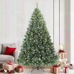 Brad de Crăciun artificial cu 300 LED Verde 210 cm PE și PVC GartenMobel Dekor