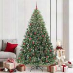 Brad de Crăciun artificial cu 300 LED Verde 210 cm PE și PVC GartenMobel Dekor
