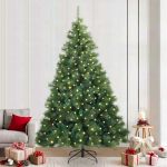 Brad de Crăciun artificial cu 300 LED Verde 240 cm PE și PVC GartenMobel Dekor