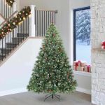 Brad de Crăciun artificial cu 300 LED Verde 240 cm PE și PVC GartenMobel Dekor