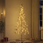 Brad de Crăciun din lemn cu suport Maro 210 cm Bambus GartenMobel Dekor