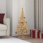Brazi de Crăciun cu suport Maro 120 cm Lemn masiv de pin GartenMobel Dekor