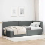 Cadru de pat colțar Gri închis 100 x 200 cm țesătură GartenMobel Dekor