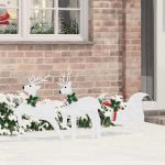 Renii LED 3 pcs Alb Rece țesătură GartenMobel Dekor