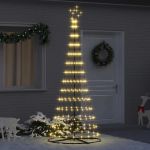 Brad de Crăciun LED Alb cald 138.5 x 138.5 x 399 cm Metal GartenMobel Dekor
