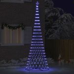 Brad de Crăciun LED albastru 138.5 x 138.5 x 399 cm Metal GartenMobel Dekor