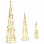 Brad de Crăciun cu 90 LED 3 pcs Alb cald 40 cm 60 cm 80 cm PET GartenMobel Dekor