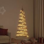 Brad de Crăciun cu 80 LED natural 150 cm lemn masiv de frasin GartenMobel Dekor