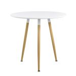 [en.casa]® Masa design rotund - ø 80 cm 3 persoane -  alba HausGarden Leisure