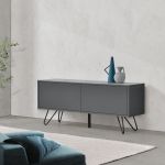 Comoda Bollebygd DG cu 2 usi Push-Open gri inchis/negru [en.casa] HausGarden Leisure