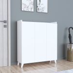 Comoda Sirdal 103,5x90x30cm alb cu 3 usi [en.casa] HausGarden Leisure