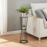 Suport plante Fossbergom 62cm negru/efect lemn stejar [en.casa] HausGarden Leisure