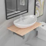 Set mobilier de baie din două piese, stejar, ceramică GartenMobel Dekor