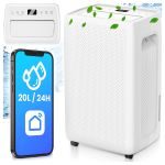 Dezumidificator si Purificator de Aer Wireless 2-in-1, Randament 20L/zi, Putere 330W, Anti-Mucegai, Control din Telefon