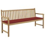 Bancă de grădină, cu pernă roșie, 175 cm, lemn masiv de tec GartenMobel Dekor