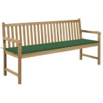 Bancă de grădină, cu pernă verde, 175 cm, lemn masiv de tec GartenMobel Dekor