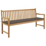 Bancă de grădină, pernă gri taupe, 175 cm, lemn masiv de tec GartenMobel Dekor