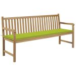 Bancă de grădină, pernă verde aprins, 175 cm, lemn masiv de tec GartenMobel Dekor