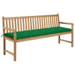 Bancă de grădină cu pernă verde, 175 cm, lemn masiv tec GartenMobel Dekor