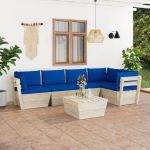 Set mobilier grădină din paleți cu perne, 6 piese, lemn molid GartenMobel Dekor