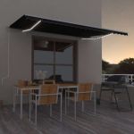 Copertină automată cu senzor vânt & LED, antracit, 500x300 cm GartenMobel Dekor