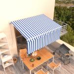 Copertină retractabilă manual cu stor, albastru & alb, 3x2,5 m GartenMobel Dekor
