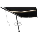 Copertină automată cu senzor vânt & LED, antracit, 500x300 cm GartenMobel Dekor
