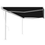 Copertină retractabilă automat, cu stâlpi, antracit, 5x3 m GartenMobel Dekor