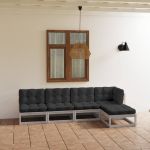 Set mobilier de grădină cu perne, 5 piese, lemn masiv de pin GartenMobel Dekor