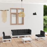 Set mobilier de grădină cu perne, 6 piese, lemn masiv de pin GartenMobel Dekor