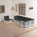 Set mobilier de grădină cu perne, 6 piese, lemn masiv de pin GartenMobel Dekor