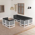 Set mobilier de grădină cu perne, 7 piese, lemn masiv de pin GartenMobel Dekor