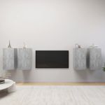 Dulapuri TV, 4 buc, gri beton, 30,5x30x60 cm, lemn prelucrat GartenMobel Dekor