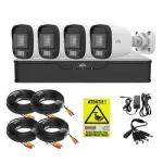Kit supraveghere 4 mini camere Uniview, 5MP,  ColorHunter, 5MP 2K+, Lumina Alba 20m, Vedere color pe timp de noapte, DVR 4 canale, Accesorii montaj, Vizualizare de pe telefon SafetyGuard Surveillance