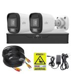 Kit supraveghere Uniview, 2 mini camere de exterior, ColorHunter, 5MP 2K+, Lumina Alba 20m, Vedere color pe timp de noapte, DVR 4 canale, Accesorii montaj, Vizualizare de pe telefon SafetyGuard Surveillance